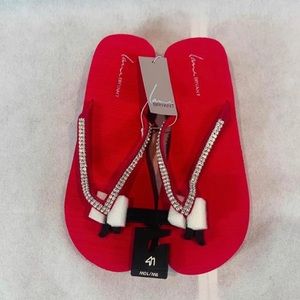 Brand New Women’s Pink Rhinestone Flip Flops